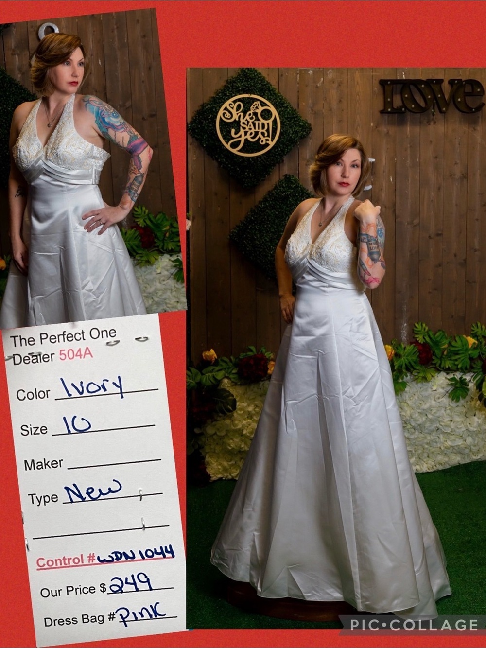 Ivory Halter Satin Bridal Gown
